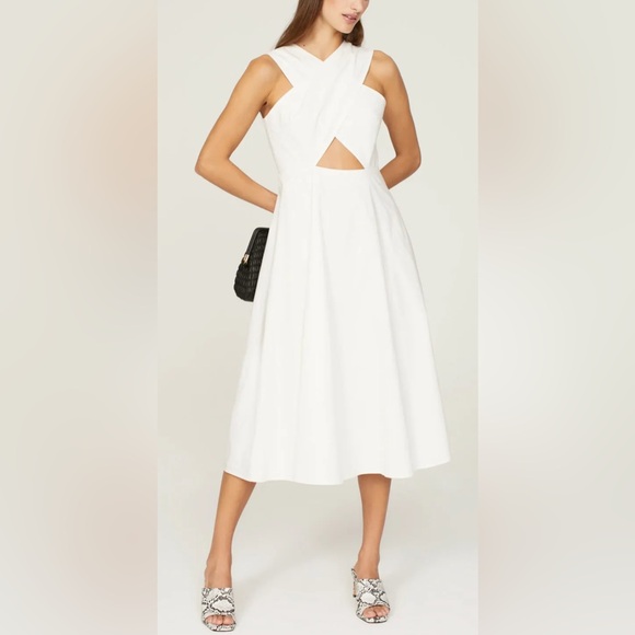 Rosetta Getty x Rent the Runway Criss Cross White Midi Dress - 10 - Picture 1 of 9
